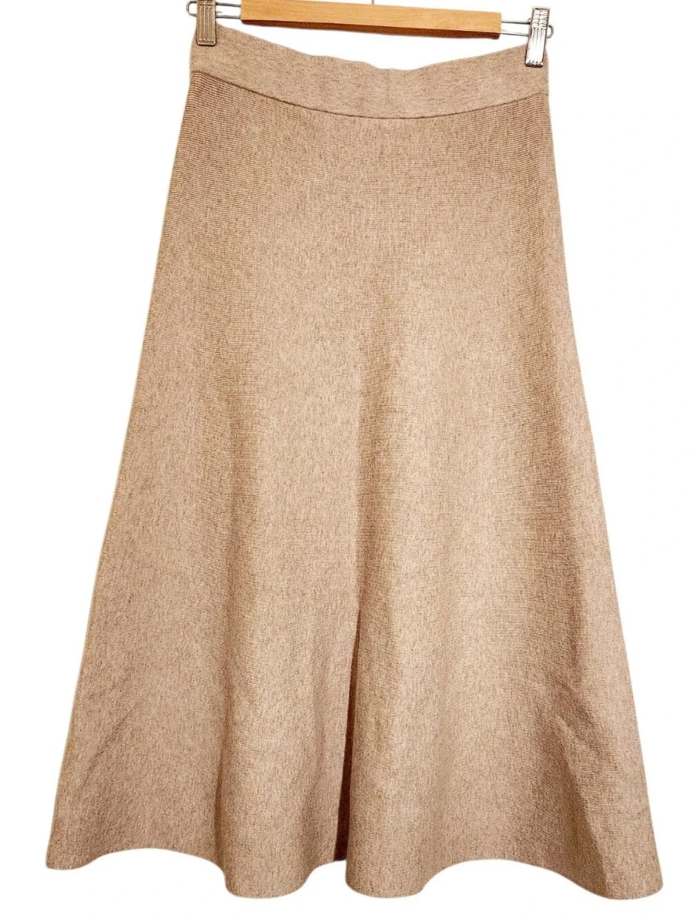 Ann Taylor | Women's Oatmeal/Cream A-Line Midi Length Skirt (Size Small)